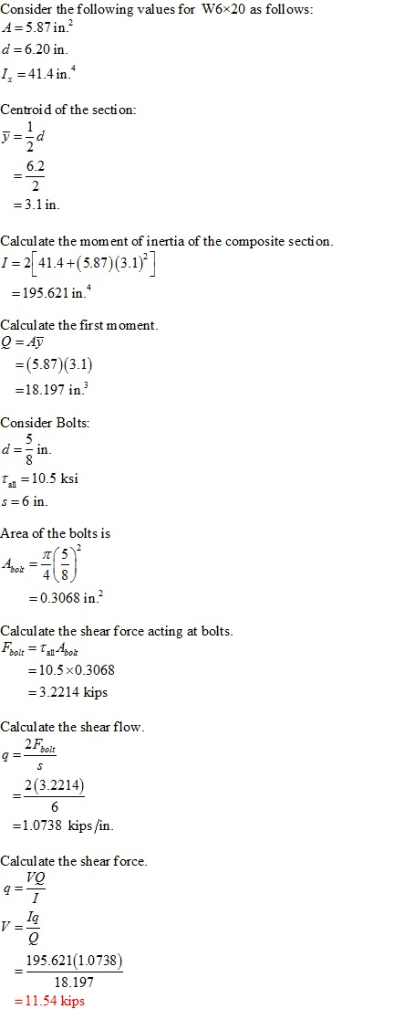 (Solved) - The composite beam shown is fabricated by connecting two W6 ...