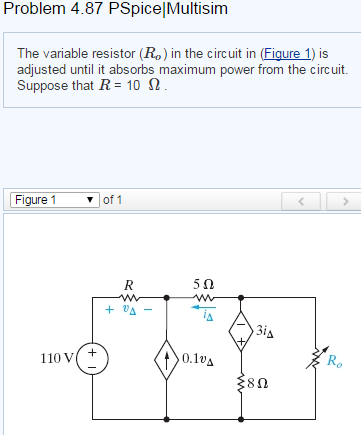 Solved The Variable Resistor (Ro) In The Circuit In (Figure | Chegg.com