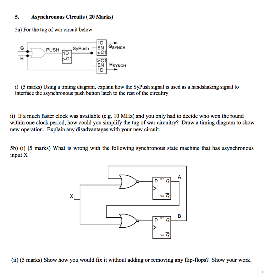 Solved For the tug of war circuit below Using a timing | Chegg.com