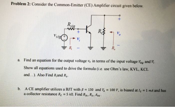 Solved Consider The Common-Emitter (CE) Amplifier Circuit | Chegg.com