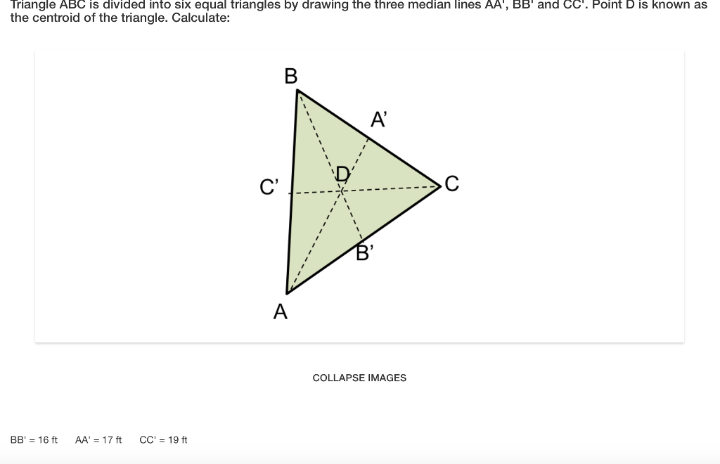 Solved riangle ABC is divided into six equal triangles by