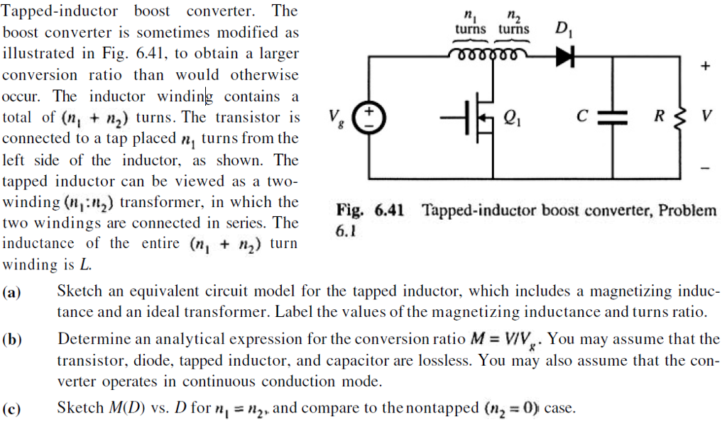 Solved Tappedinductor boost converter. The boost converter
