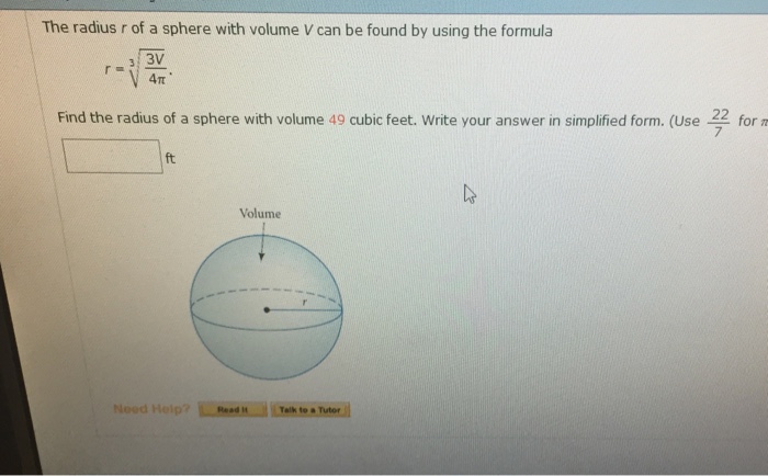 Solved The radius r of a sphere with volume V can be found | Chegg.com
