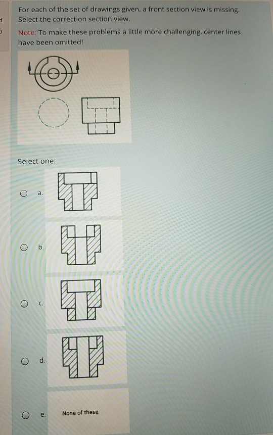 Solved For each of the numbers below, a front section view | Chegg.com