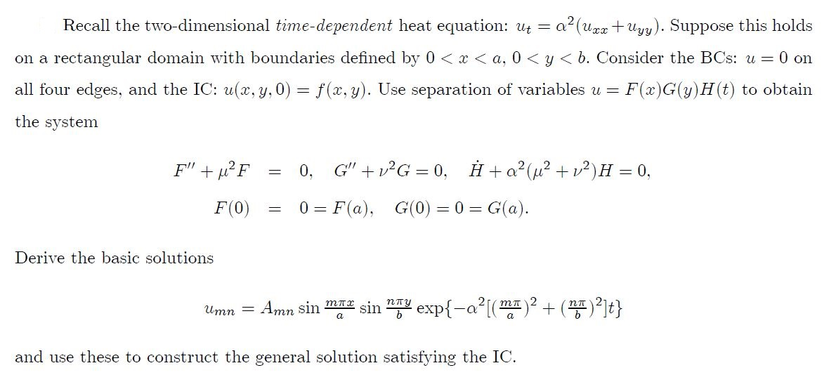 Solved Recall the two-dimensional time-dependent heat | Chegg.com