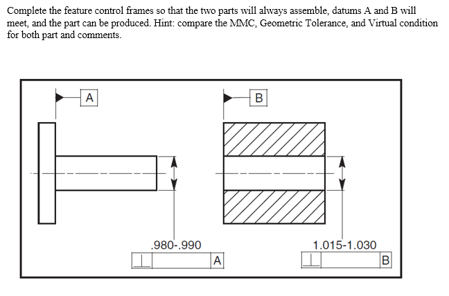 Solved Complete the feature control frames so that the two | Chegg.com