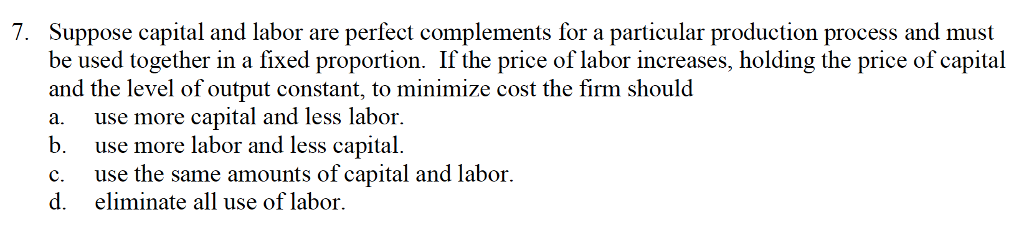 Solved Suppose capital and labor are perfect complements for | Chegg.com