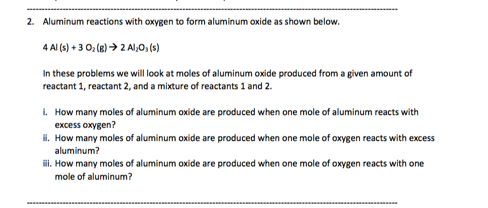 Solved Aluminum reactions with oxygen to form aluminum oxide | Chegg.com