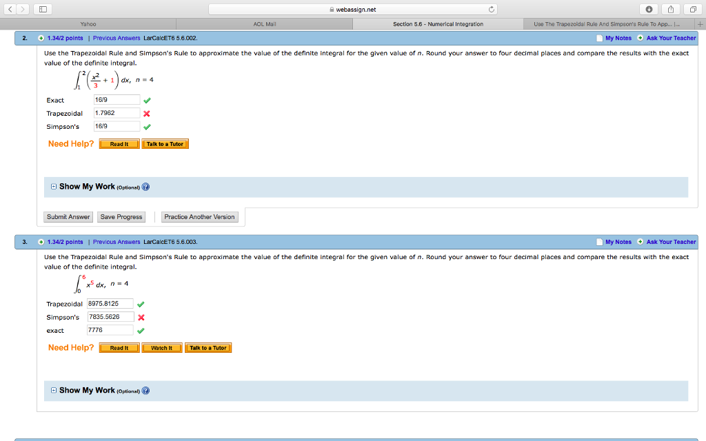 Solved Use The Trapezoidal Rule And Simpson's Rule To | Chegg.com