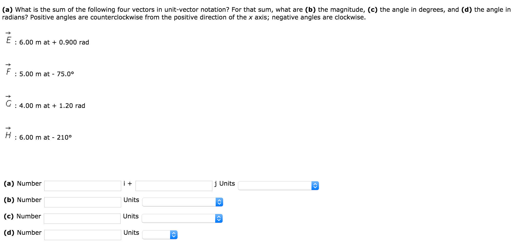 Solved What Is The Sum Of The Following Four Vectors In Chegg