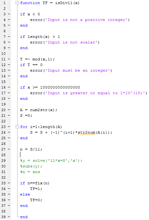 Solved Part 2: Divisible by 11 Write a MATLAB function named | Chegg.com