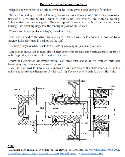 Design of a Power Transmission Drive The shaft is | Chegg.com