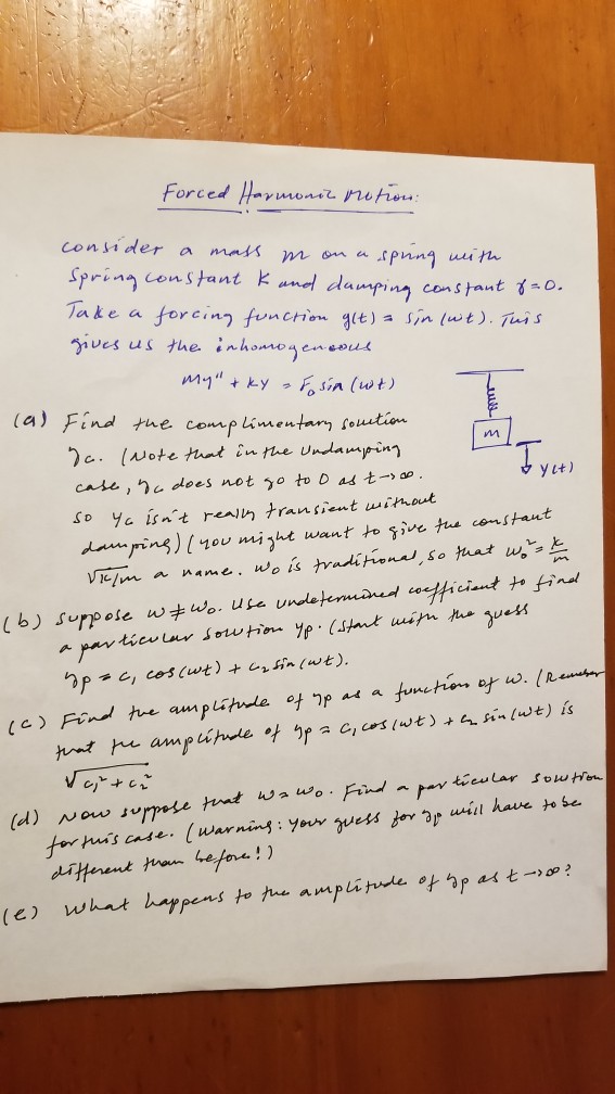 Solved forced lhamo nil rutin Spring con s tant Kand dampig | Chegg.com