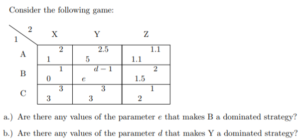 Solved Consider the following game: 2.5 1.1 rdI 1.5 a.) Are | Chegg.com