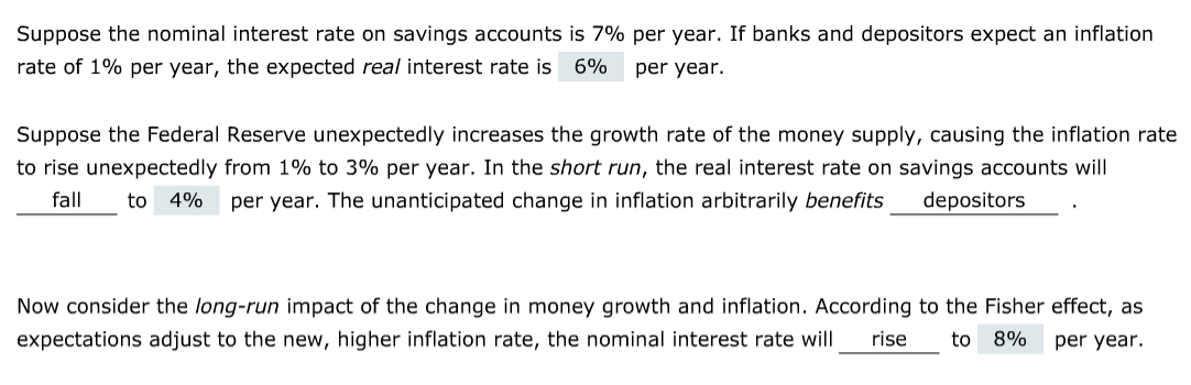 Solved Suppose The Nominal Interest Rate On Savings Accounts