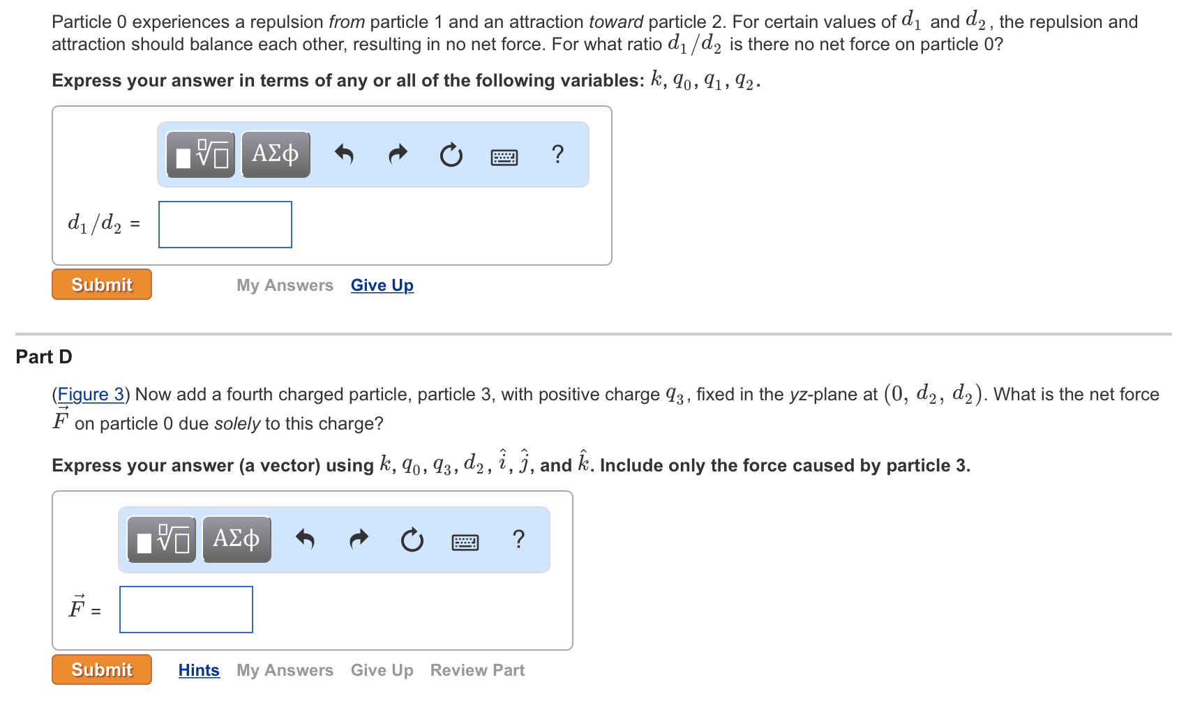 Solved Coulomb S Law Tutorial Part A Figure Consider Two Chegg Com