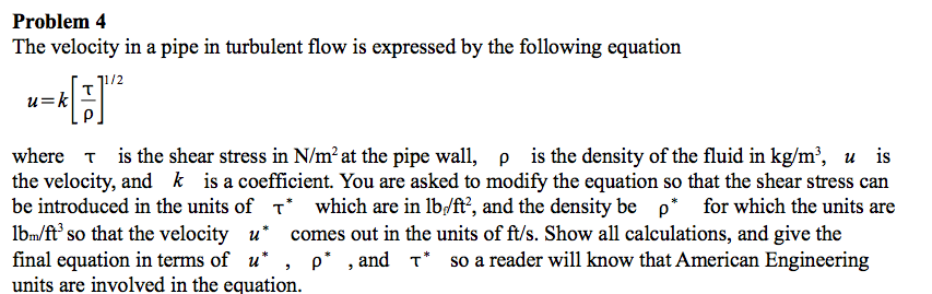 Solved The velocity in a pipe in turbulent flow is expressed | Chegg.com