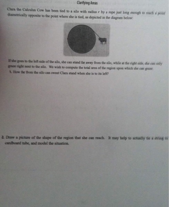 Solved Clara the Calculus Cow has been tied to a silo with | Chegg.com