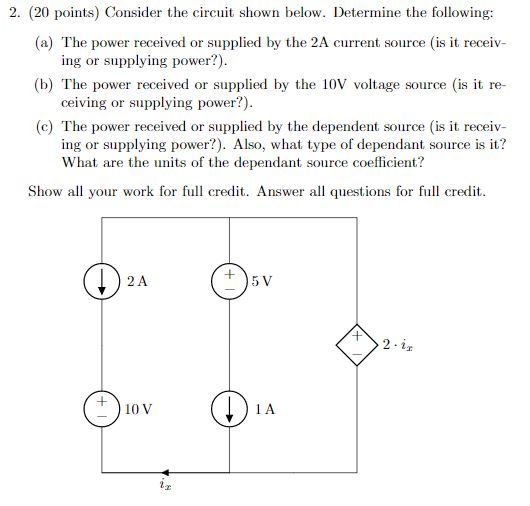 Solved 2. (20 points) Consider the circuit shown below. | Chegg.com