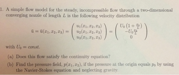 Solved A simple flow model for the steady, incompressible | Chegg.com