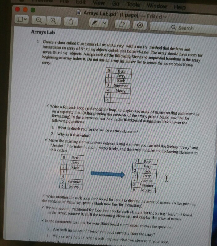 Solved Dt View Go Tools Window Help D Arrays Lab pdf 1 Chegg