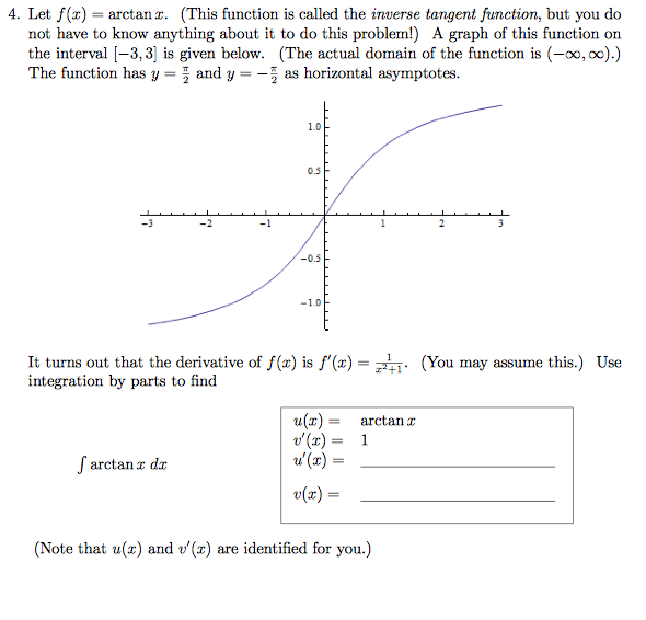 Solved 4. Let f(x) = arctan x. (This function is called the | Chegg.com