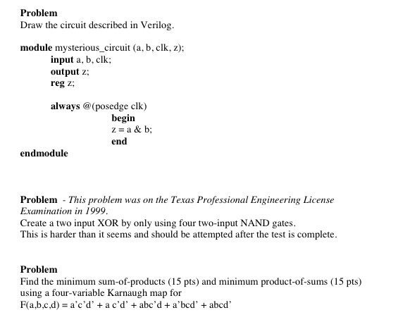 Solved Draw the circuit described in Verilog. module | Chegg.com