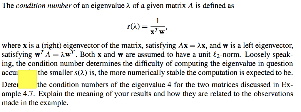 the-condition-number-of-an-eigenvalue-of-a-given-chegg