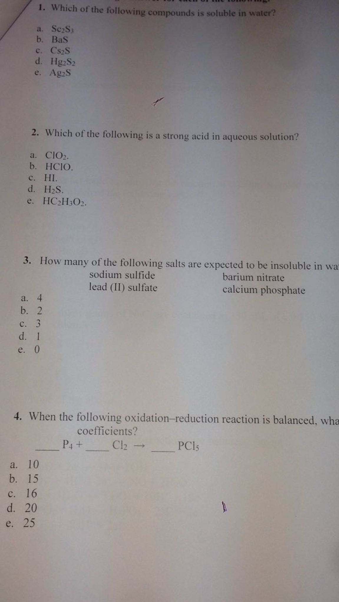 Solved Which of the following compounds is soluble in water? | Chegg.com