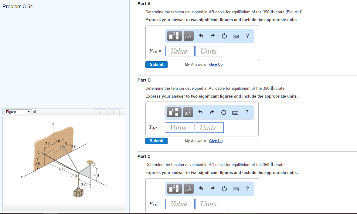 Solved Determine the tension developed in AB cable for | Chegg.com