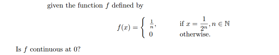 Solved given the function f defined by f(x)={ 1/n,0 if | Chegg.com