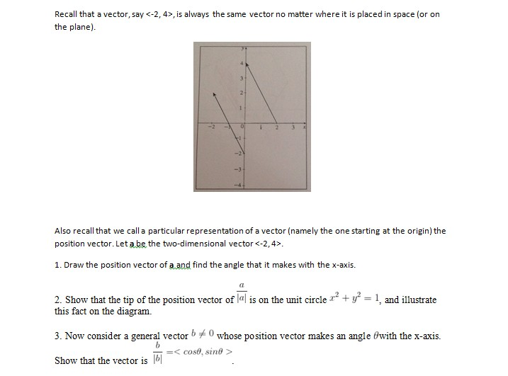 Solved Recall that a vector, say , is always the same | Chegg.com