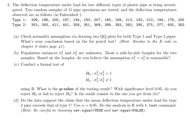 The deflection temperature under load for two | Chegg.com
