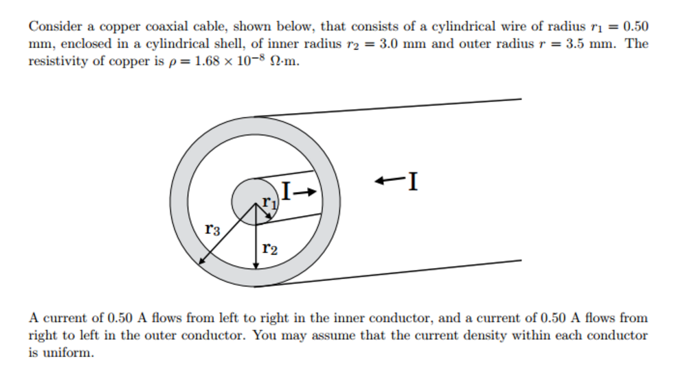 Solved Consider a copper coaxial cable, shown below, that