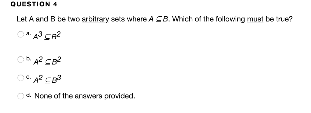 Solved Let A And B Be Two Arbitrary Sets Where A | Chegg.com