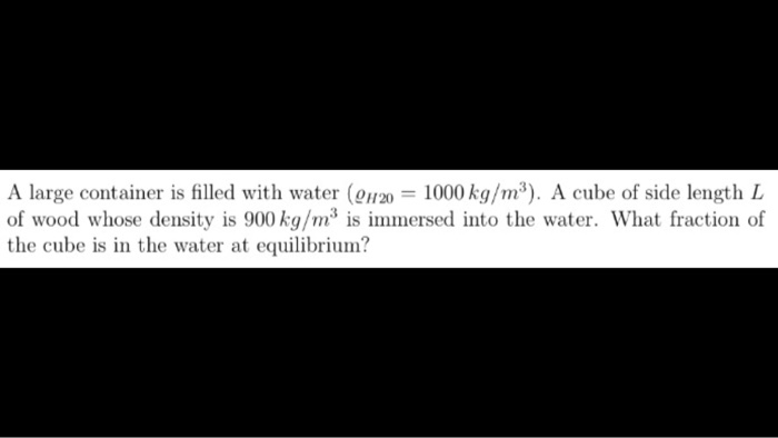 Solved A large container is filled with water (Q_H20 = 1000 | Chegg.com