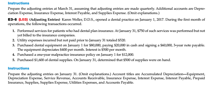 Solved Instructions Prepare The Adjusting Entries At March 
