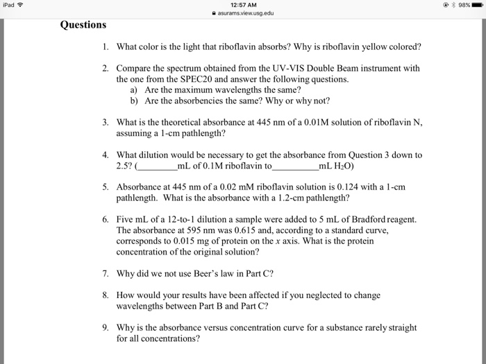 What color is the light that riboflavin absorbs? why