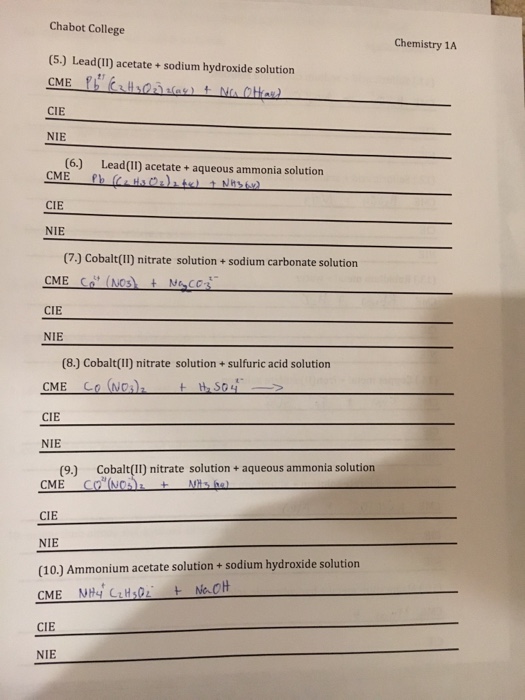 Solved Lead(II) acetate + sodium hydroxide solution