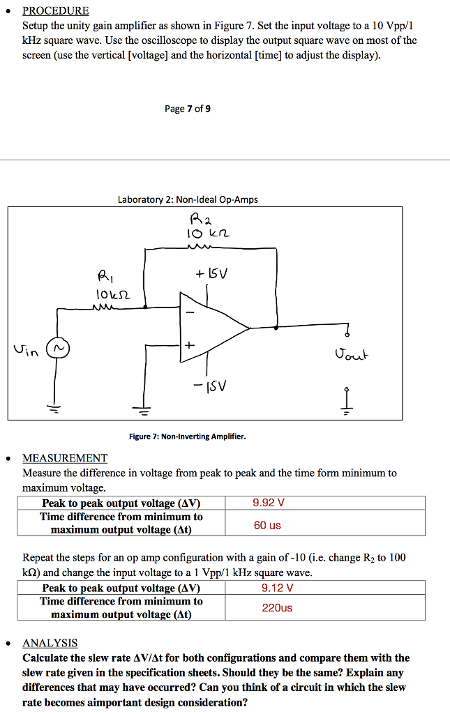Solved PROCEDURE Setup the unity gain amplifier as shown in