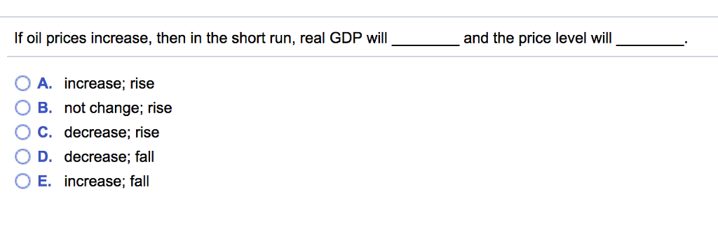 Solved If oil prices? increase, then in the short? run, real | Chegg.com