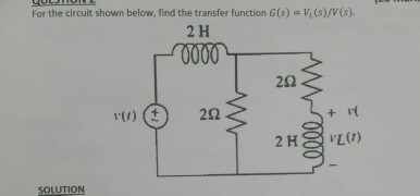 Solved For the circuit shown below, find the transfer | Chegg.com