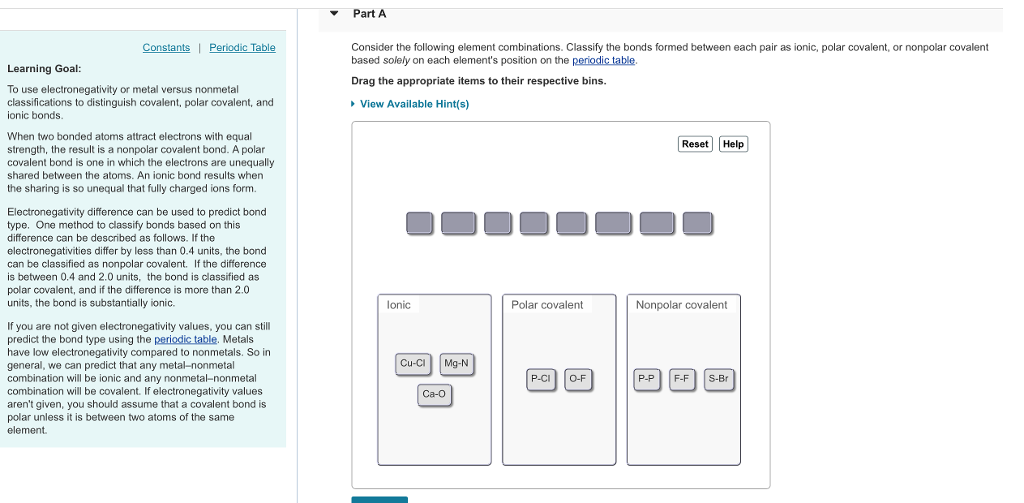 Solved Part A Constants | Periodic Table Learning Goal: To | Chegg.com