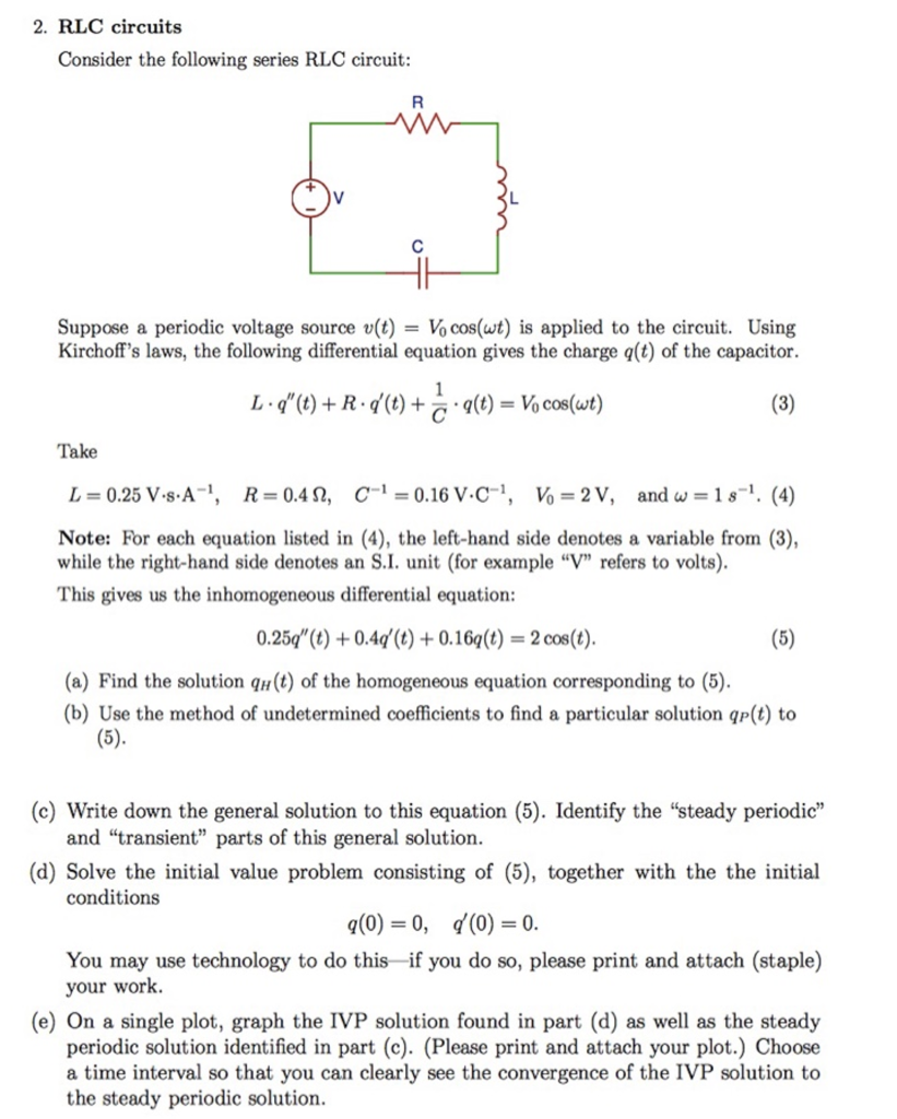 Solved RLC Circuits Consider The Following Series RLC | Chegg.com