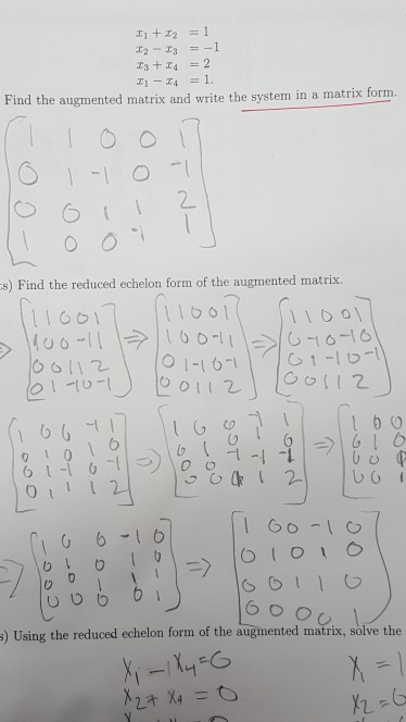 augmented matrix to reduced echelon form