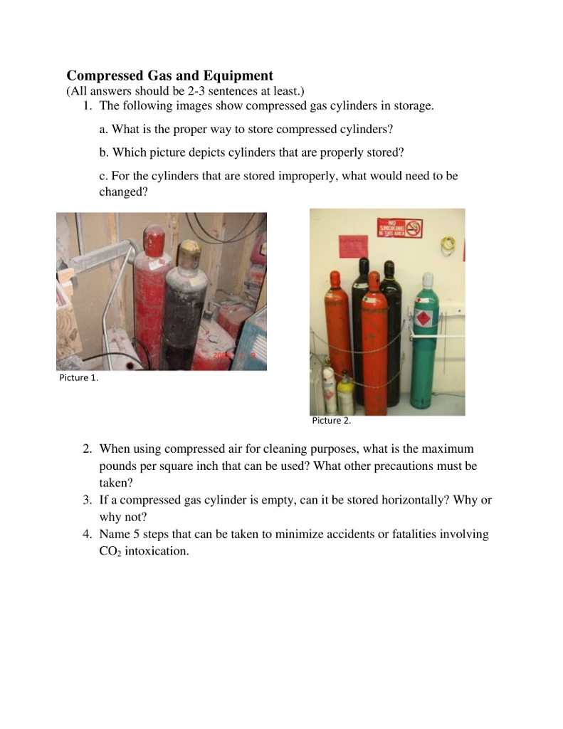 Solved Compressed Gas and Equipment (All answers should be