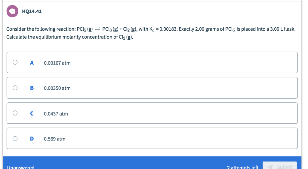 Solved HQ14.41 consider the following reaction: PCI5 | Chegg.com