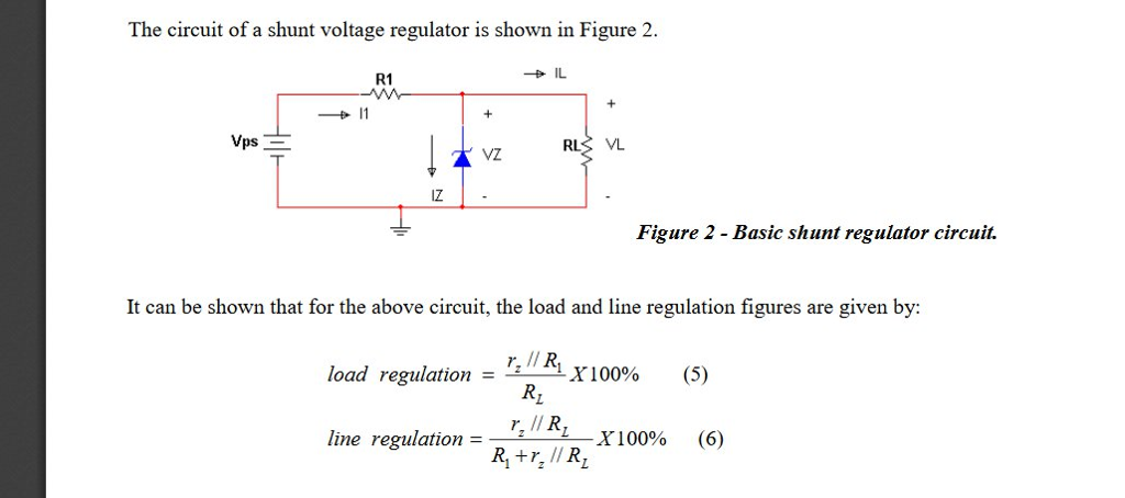 Solved The circuit of a shunt voltage regulator is shown in | Chegg.com