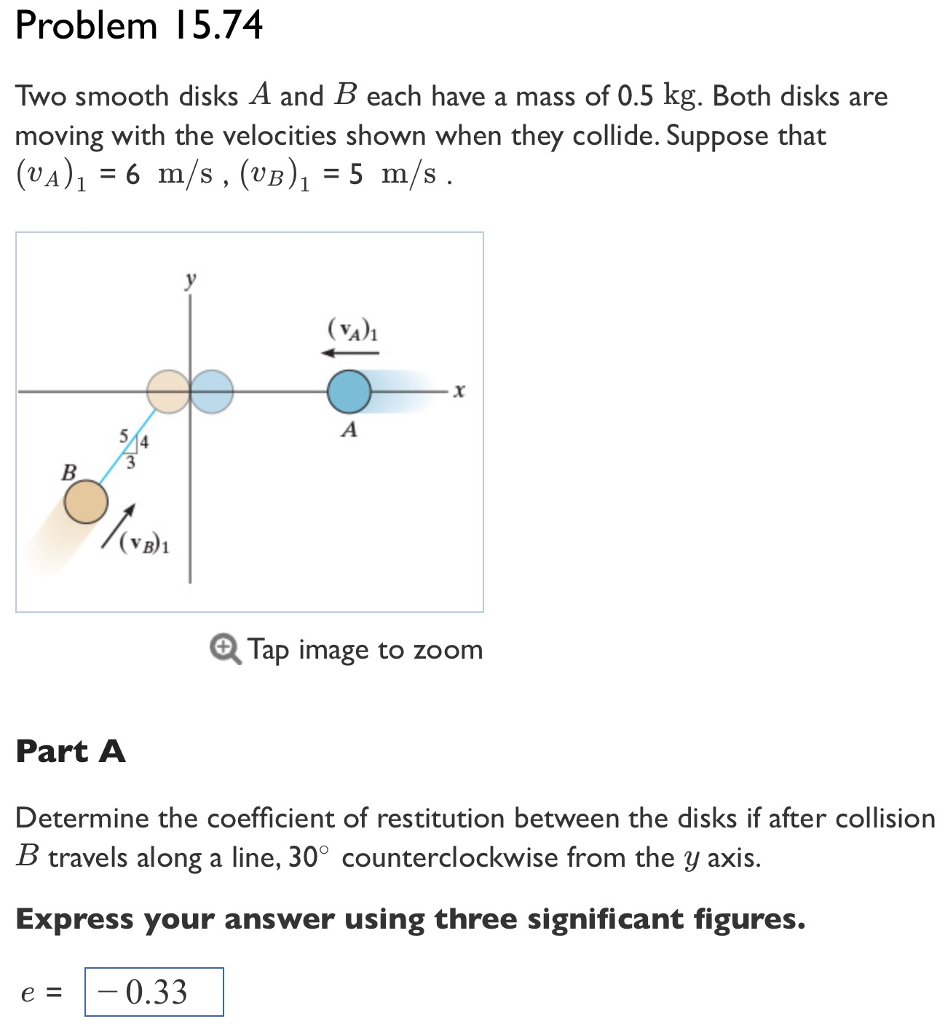 Solved Two Smooth Disks A And B Each Have A Mass Of 0.5 Kg. | Chegg.com