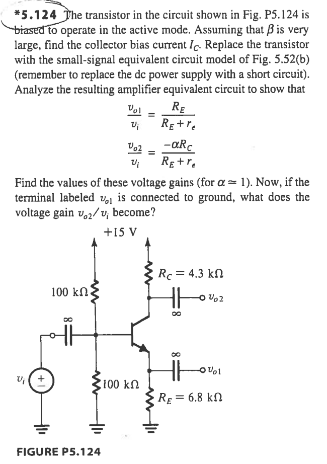 Solved *5.124 The transistor in the circuit shown in Fig. | Chegg.com